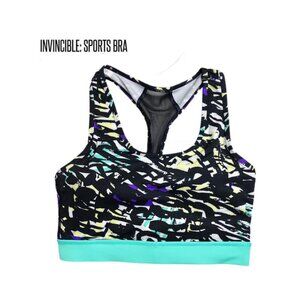 NEW LuLaRoe Rise Invincible Sports Bra M Wireless Black Green Teal Abstract NWT